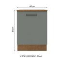 Ver imagem 3 de Balcão Armário de Cozinha 60 cm 1 Porta Rustic/Cinza Agata Madesa
