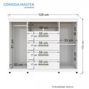 Ver imagem 5 de Cômoda Havana Master 2 Portas e 4 Gavetas Branco com Rodízios - Santos Andirá