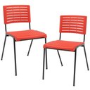Ver imagem 1 de Kit 02 Cadeiras Empilhável Fixa Escritório Multiuso Base Preta Kimi P03 Vermelho - Lyam Decor