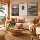 Ver imagem 3 de Quadros Decorativos Mar Praia Sol - Sépia Moldura Filete:Moldura Ypê/60x90