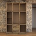 Ver imagem 6 de Guarda-roupa Solteiro Rústico 8 Portas 3 Gavetas Madeira Maciça com Espelho Castanho - Panorama Móve
