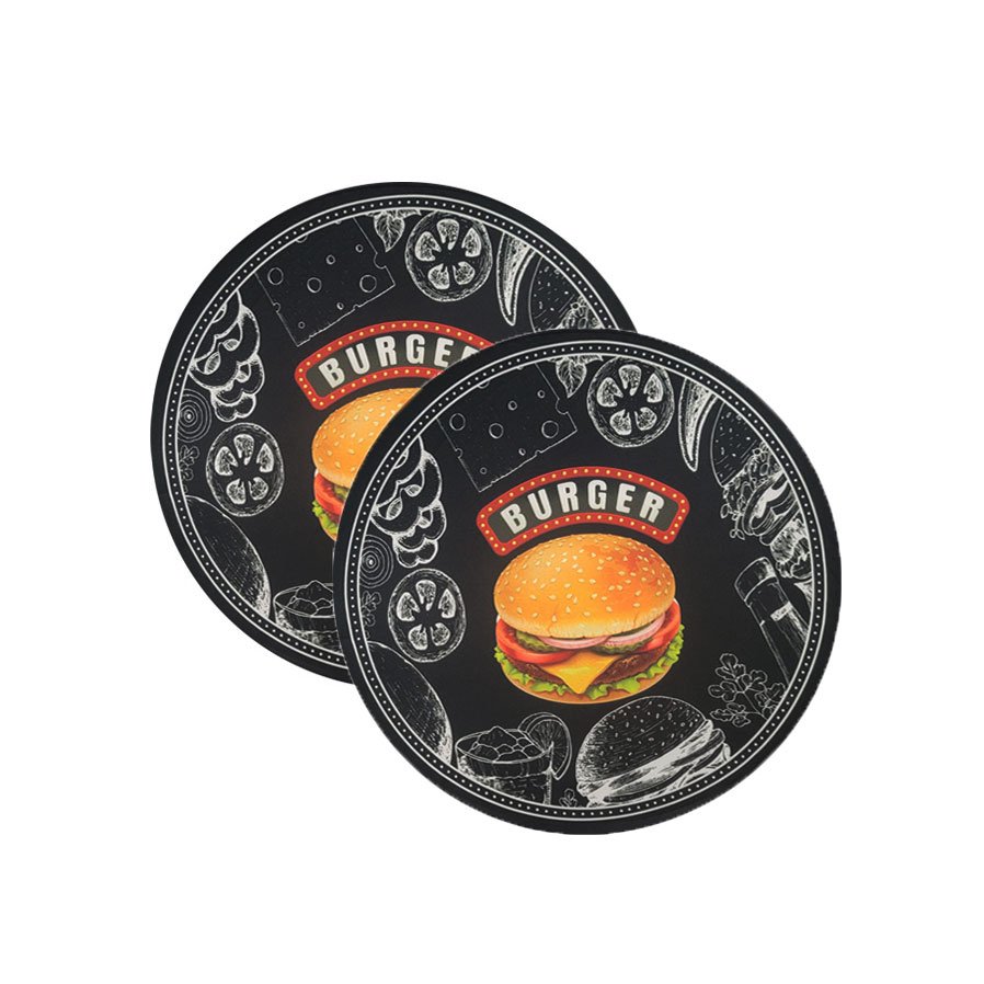 Sousplat Preto Burger Retro Jogo Americano Redondo 6un - 5