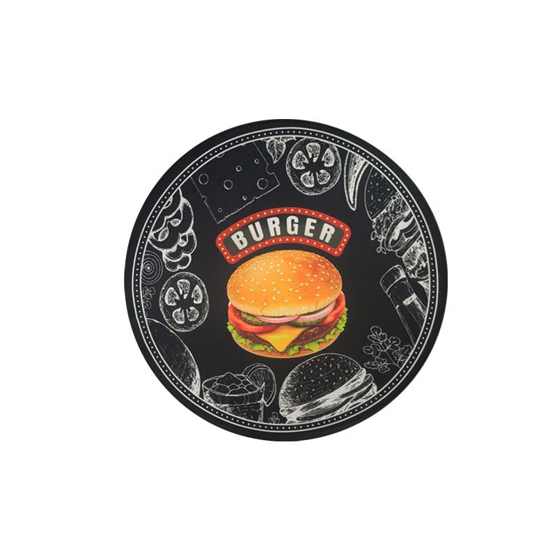 Sousplat Preto Burger Retro Jogo Americano Redondo 6un - 3