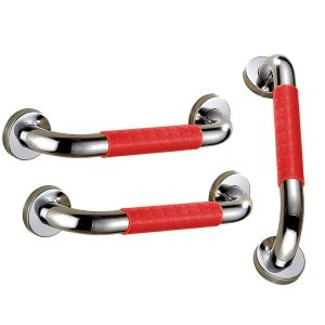 Barra de Apoio 40cm Inox Kit 3 Uni Suporte Antiderrapante Banheiro Box Escada Gestante Acessibilidad