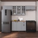 Ver imagem 1 de Armário de Cozinha Modulada Compacta Fidelitá Nara 100% MDF 4 Peças 280cm 10 Portas 2 Gavetas com