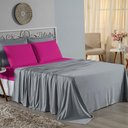 Ver imagem 1 de Jogo Cama Casal Nobre 4 Peças Lençol Elástico 30cm Altura 100% Algodão Cinza Pink
