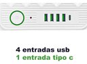 Ver imagem 6 de Extensao 5 Tomadas + 4 Usb + Usb-c Filtro de Linha
