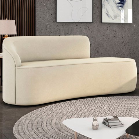 Sofá 2 Lugares para Sala 140cm Orgânico Wendi Suede Bege I01 - Mpozenato