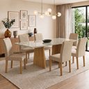 Ver imagem 1 de Conjunto Sala de Jantar 6 Lugares Retangular Tampo Vidro MDF 160x80cm Mesa Lyra e Cadeiras Carol