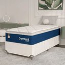 Ver imagem 1 de Cama Box Solteiro + Colchão Comfort Class Pillow Top 88x188 Azul/suede Branco