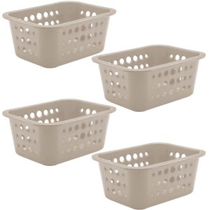 Kit 4 Caixas Organizadoras 1,5l Plásticas Bege ou Cestos Multiuso Pequenos Closet Lavanderia