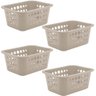 Kit 4 Caixas Organizadoras 1,5l Plásticas Bege ou Cestos Multiuso Pequenos Closet Lavanderia - 1