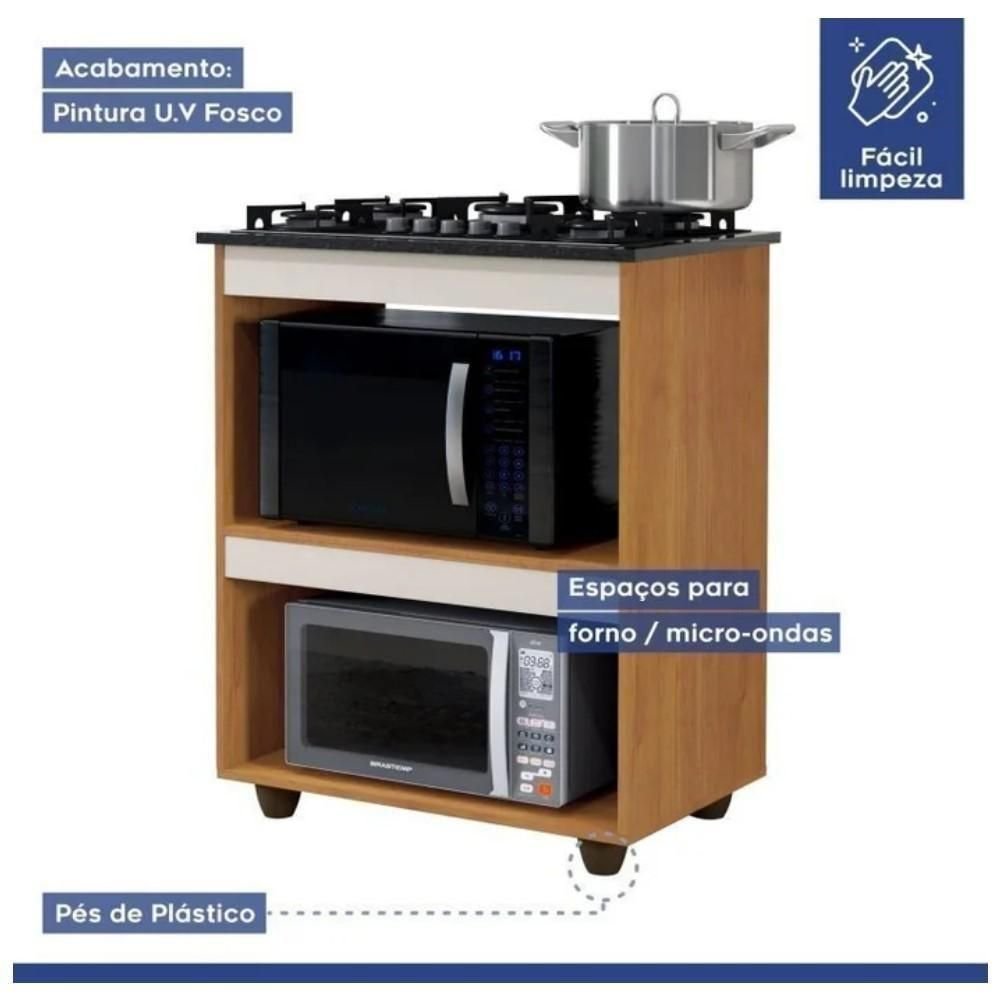 Conjunto Armário Aéreo 2 Portas e Balcão para Cooktop 5 Bocas Nature Off White - 8