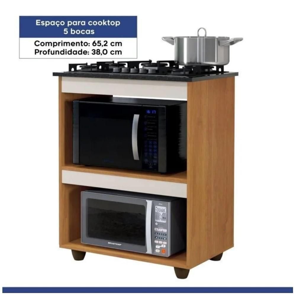 Conjunto Armário Aéreo 2 Portas e Balcão para Cooktop 5 Bocas Nature Off White - 10