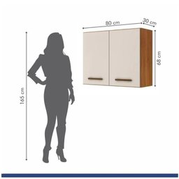 Conjunto Armário Aéreo 2 Portas e Balcão para Cooktop 5 Bocas Nature Off White - 4