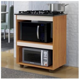 Conjunto Armário Aéreo 2 Portas e Balcão para Cooktop 5 Bocas Nature Off White - 3