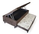 Ver imagem 1 de Cama Baú Solteiro C/ cama Auxiliar Ortopédica 88 x 188- Suede Marrom - Tampo Bambu Marrom