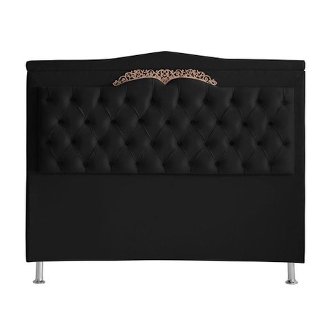 Cabeceira de Cama Box Barcelona Casal 140 Cm Capitonê Retro Botão Encapados Suede Preto do Lar Mó