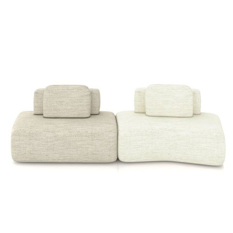 Sofá Ilha Sala de Estar Dakota 2 Módulos 316cm Encostos Almofadas Soltas Linho Bege/offwhite G33 - G