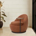 Ver imagem 6 de Poltrona Kaira Mesa Lateral Esquerda Base Fixa Preto Bouclé Terracota - Nexta Casa