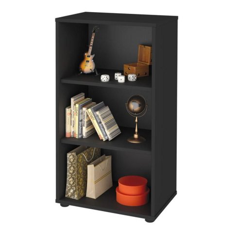 Estante Multiuso Livreiro Escritorio 3 Nichos 45x81 cm Preto Artany