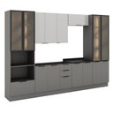 Ver imagem 3 de Cozinha Telasul Lumina 6 Peças com Paneleiro para Forno e Micro com Vidro Fumê e Iluminação Cinza