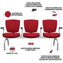 Ver imagem 4 de Cadeira Longarina 3 Lugares Aeroporto Recepção Cromado Baixa Flexi P03 Poliéster vermelho - lyam Lya
