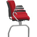 Ver imagem 3 de Cadeira Longarina 3 Lugares Aeroporto Recepção Cromado Baixa Flexi P03 Poliéster vermelho - lyam Lya