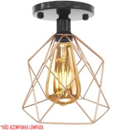 3 Lustres Teto Plafon Industrial Aramado Cálice Cobre Rose Retrô Luminária Vintage Preto Agp - 4