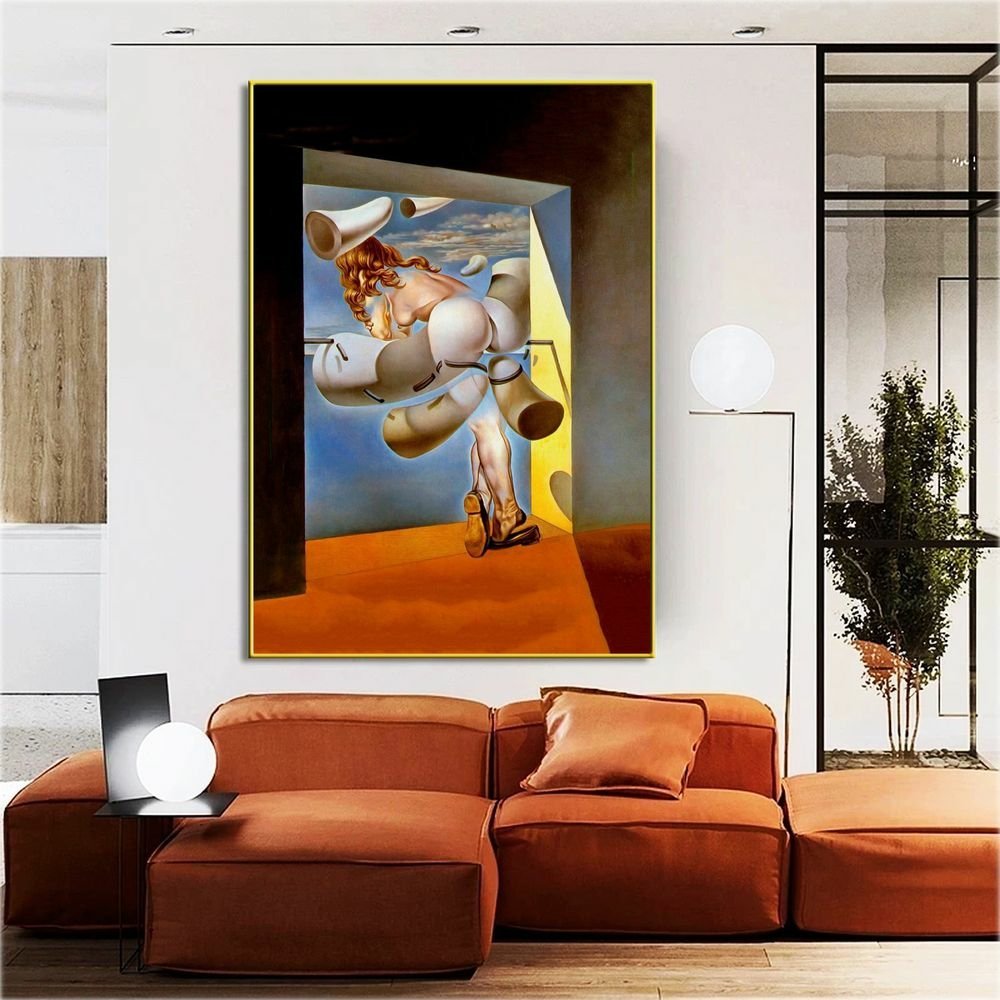 Quadro Decorativo Salvador Dali Jovem Virgem:90x60 cm/PRETA