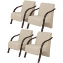 Ver imagem 1 de Kit 4 Poltronas Decorativas 1 Lugar Vênus Braço Pé Madeira D Salla Suede Bege