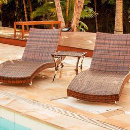 2 Espreguiçadeiras Bona e Mesa em Alumínio para Piscina, Jardim Trama Original - 3