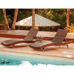 2 Espreguiçadeiras Bona e Mesa em Alumínio para Piscina, Jardim Trama Original - 4