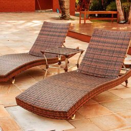 2 Espreguiçadeiras Bona e Mesa em Alumínio para Piscina, Jardim Trama Original - 2