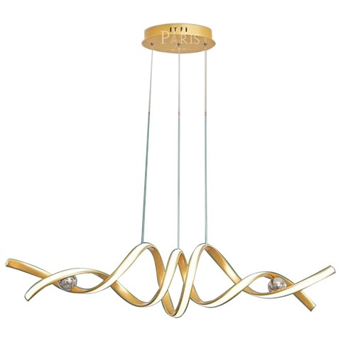 Pendente Moderno Dourado 95cm Led 56W 3200K Bivolt PARIS LUZ