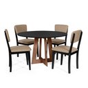 Ver imagem 1 de Mesa de Jantar Redonda Montreal Pret/nor com 4 Cadeiras Estofadas Ella Preto/marrom Claro