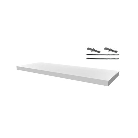 01 Prateleira em Mdf 15mm Branco 25x60cm com Suporte Fixação