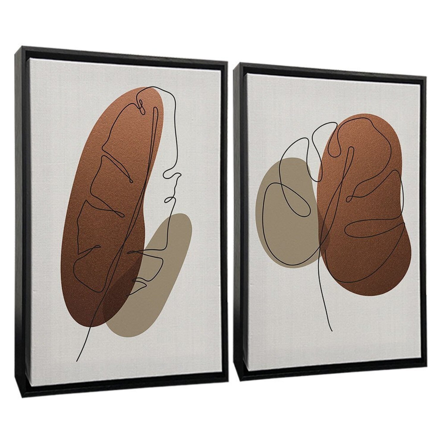 Quadro Decorativo 2 Telas Folhagem Cobre Diversos Tamanhos - 2