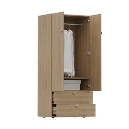 Guarda-Roupa 2 Módulos 2 Portas 3 Prateleiras 2 Gavetas Frame CabeCasa MadeiraMadeira - 13