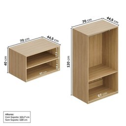 Guarda-Roupa 2 Módulos 2 Portas 3 Prateleiras 2 Gavetas Frame CabeCasa MadeiraMadeira - 6