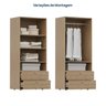 Guarda-Roupa 2 Módulos 2 Portas 3 Prateleiras 2 Gavetas Frame CabeCasa MadeiraOriginals - 12
