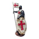 Ver imagem 2 de Cavaleiro Medieval Templario com Bandeira 00063 Prateado