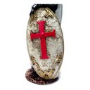 Ver imagem 3 de Cavaleiro Medieval Templario com Bandeira 00063 Prateado