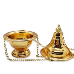 Turíbulo Incensário Defumador Dourado Metal Brilhante 30 Cm - 4