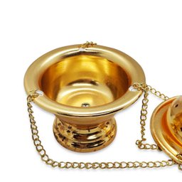 Turíbulo Incensário Defumador Dourado Metal Brilhante 30 Cm - 5