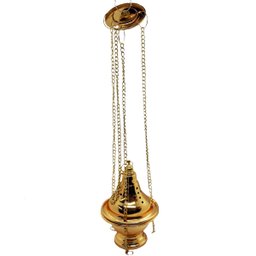 Turíbulo Incensário Defumador Dourado Metal Brilhante 30 Cm - 3