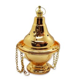 Turíbulo Incensário Defumador Dourado Metal Brilhante 30 Cm - 2