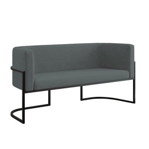 Sofá Namoradeira 2 Lugares Moderna Base Metal Black – Balaqui Cor:cinza