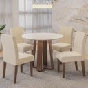 Ver imagem 2 de Conjunto de Mesa Sala de Jantar Redonda Athenas 4 Cadeiras Cedro / Off White / Areia Dobuê
