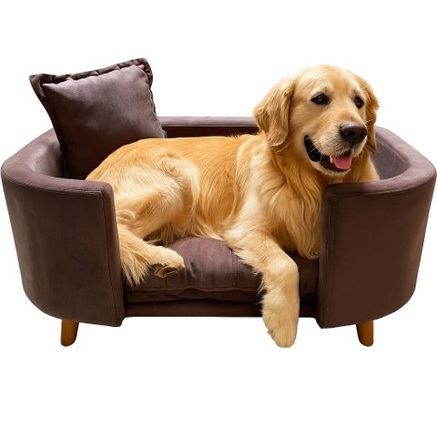 Sofá Caminha Grande Porte Pet Luxo em Sued Premium: Marrom